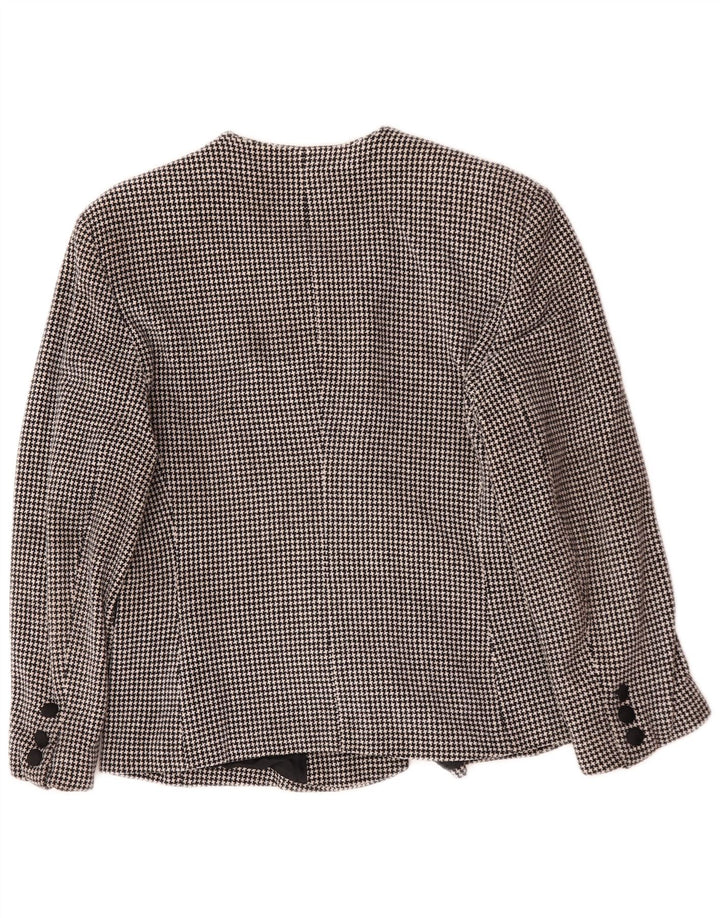 Vintage Dame Dobbeltradet Blazer Jacket UK 14 Medium Black Houndstooth