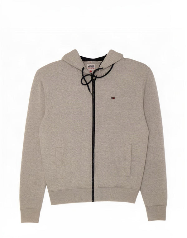 Tommy Hilfiger Herre grafisk hættetrøje med lynlås Mellemgrå Flecked Bomuld