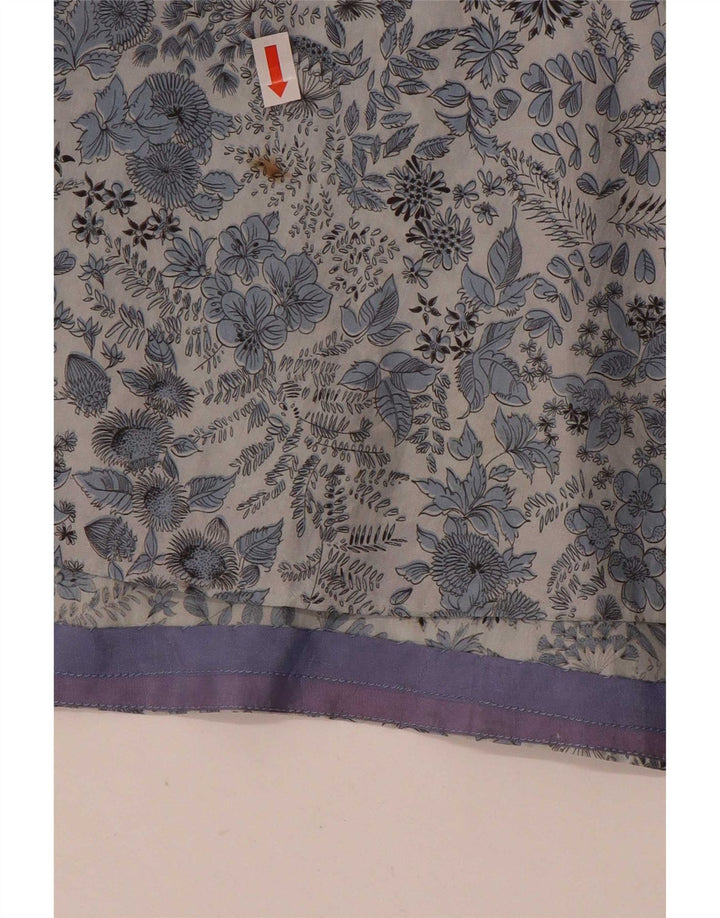 Vintage Dame A-Line Kjole UK 12 Medium Blue Floral