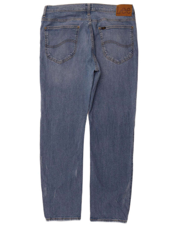 LEE Mens Rider Cropped Jeans W34 L28 Blå Bomuld