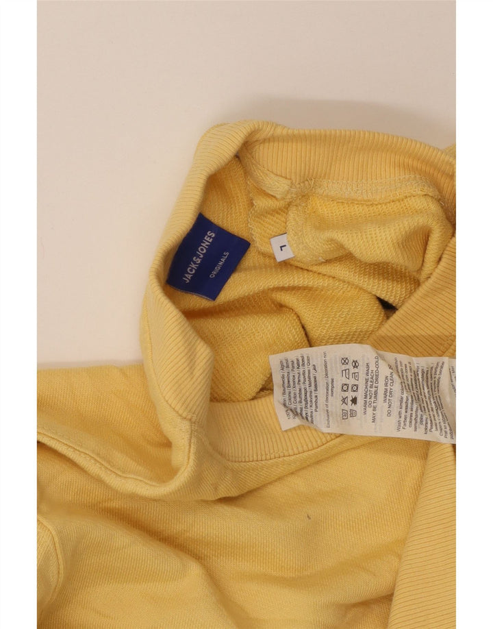 Jack & Jones grafisk sweatshirt til mænd, stor gul bomuld