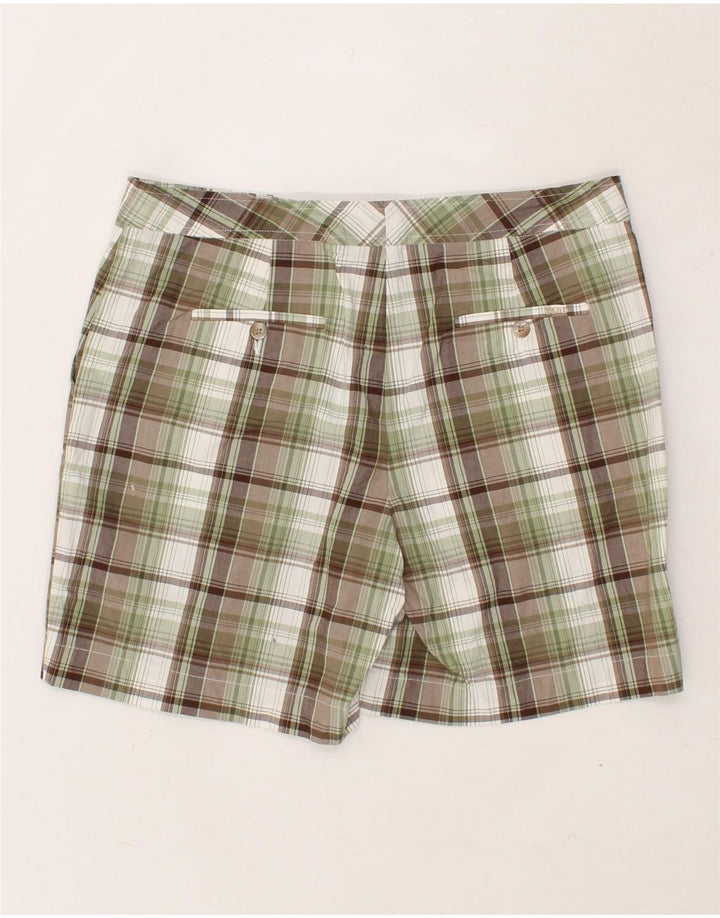 IZOD Womens Chino Shorts US 10 Large W32 Green Check Cotton Vintage Izod and Second-Hand Izod from Messina Hembry 