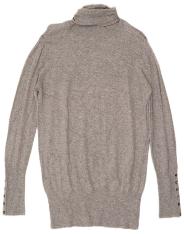 Zara Womens Roll Neck Jumper Sweater UK 14 Large Grey Rayon