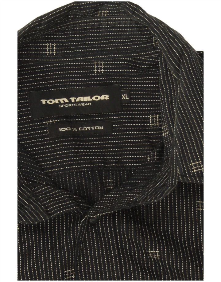 TOM TAILOR Herreskjorte XL Sort nålestribet bomuld