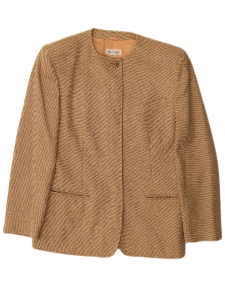 Elle Erre Dame Longline Blazer Jacket IT 44 Medium Beige Pinstripe