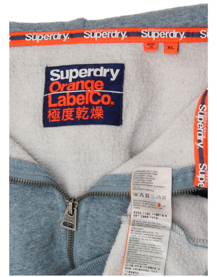 SUPERDRY Hættetrøje med lynlås til mænd XL Blå bomuld