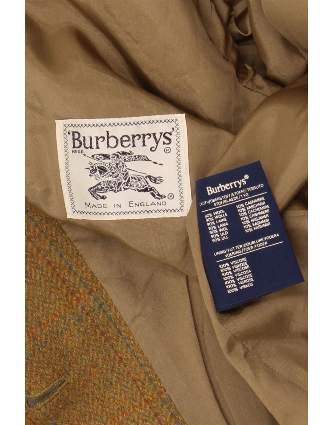 BURBERRY Dame 2-knaps blazerjakke UK 12 Medium beige ternet uld
