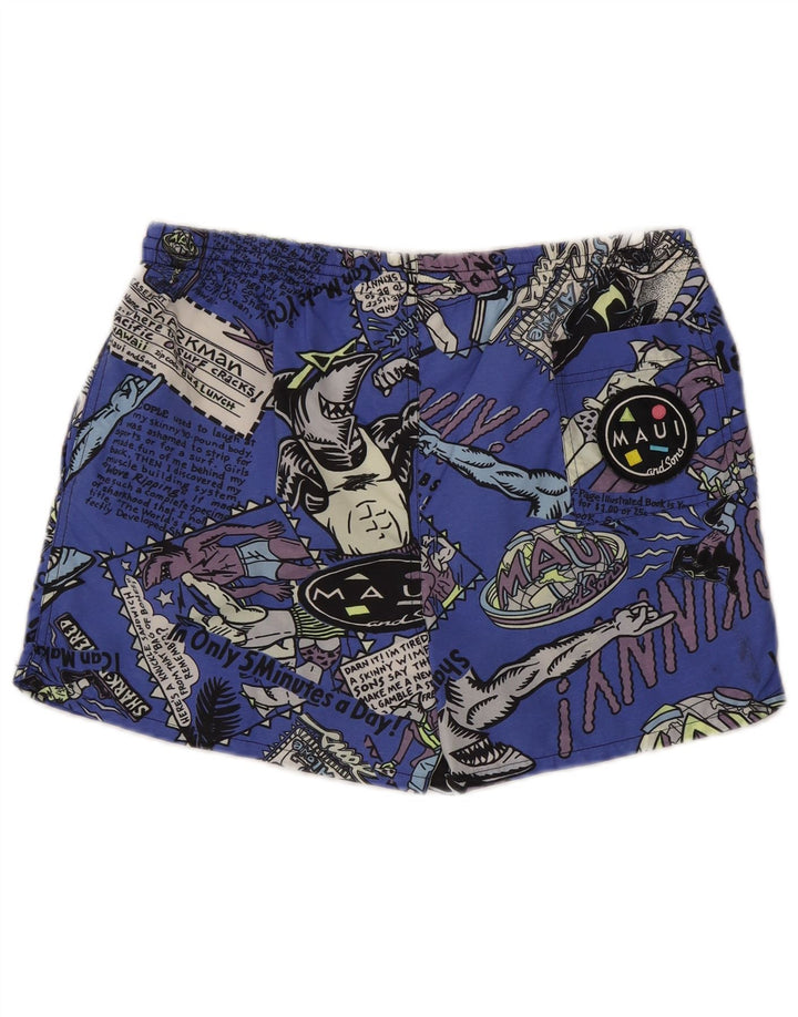 Maui and Sons Grafiske svømmeshorts til mænd mellemblå nylon