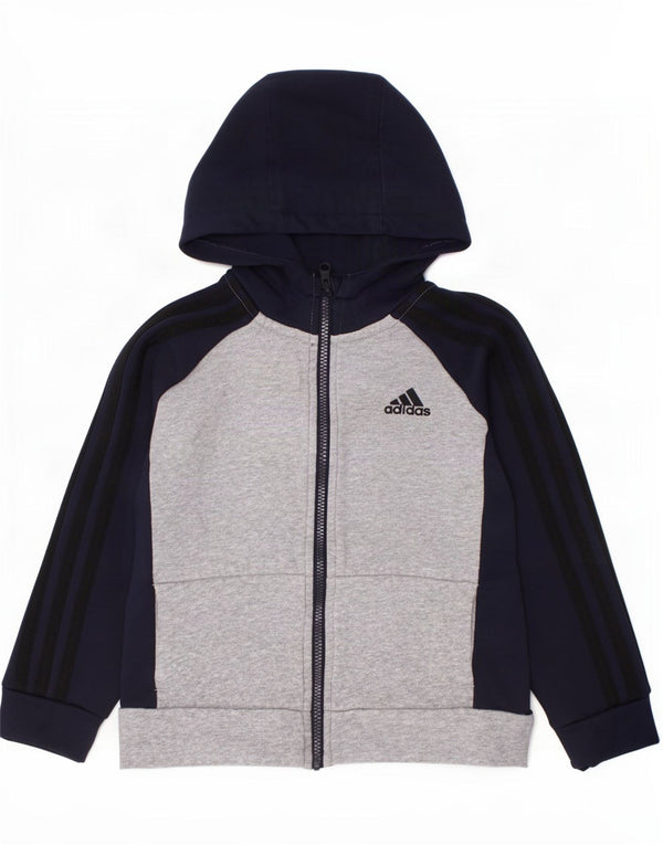Adidas hættetrøje med lynlås til drenge 5-6 år Grå Colourblock Bomuld
