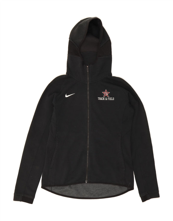 NIKE Womens Track & Field Zip Hoodie Sweater UK 14 Medium Black Polyester Vintage Nike and Second-Hand Nike from Messina Hembry 