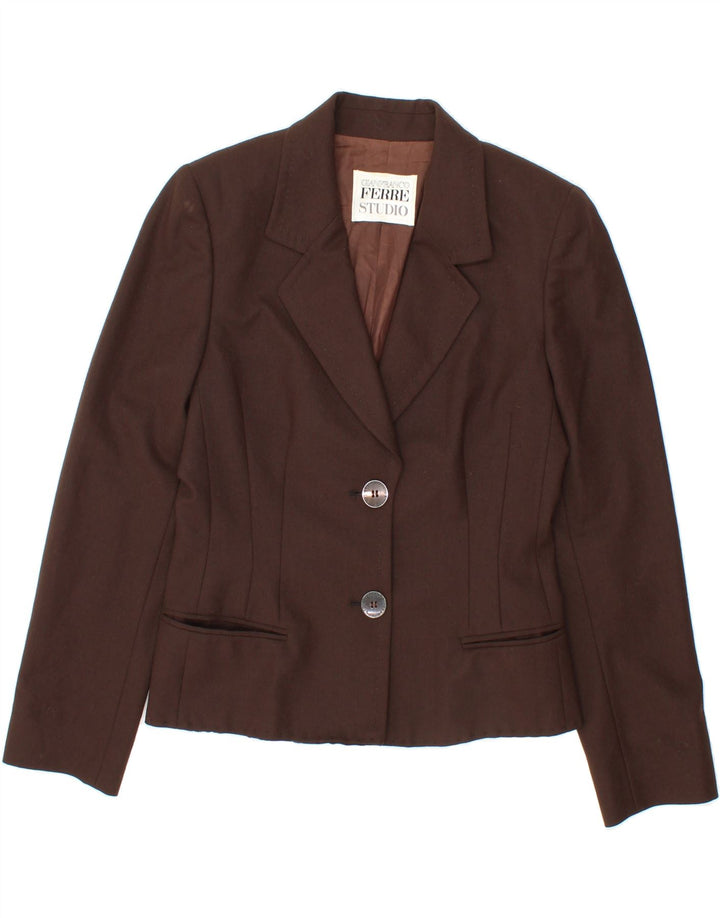 GIANFRANCO FERRE Womens 2 Button Blazer Jacket UK 12 Medium Brown Vintage Gianfranco Ferre and Second-Hand Gianfranco Ferre from Messina Hembry 