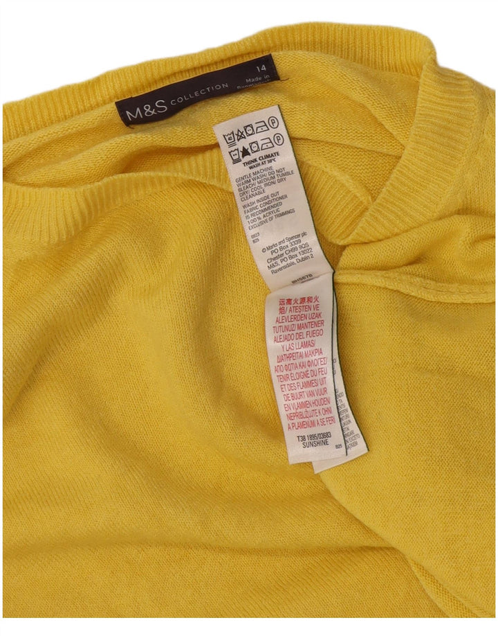 Marks & Spencer Dame Boat Neck Jumper Sweater UK 14 Medium Yellow