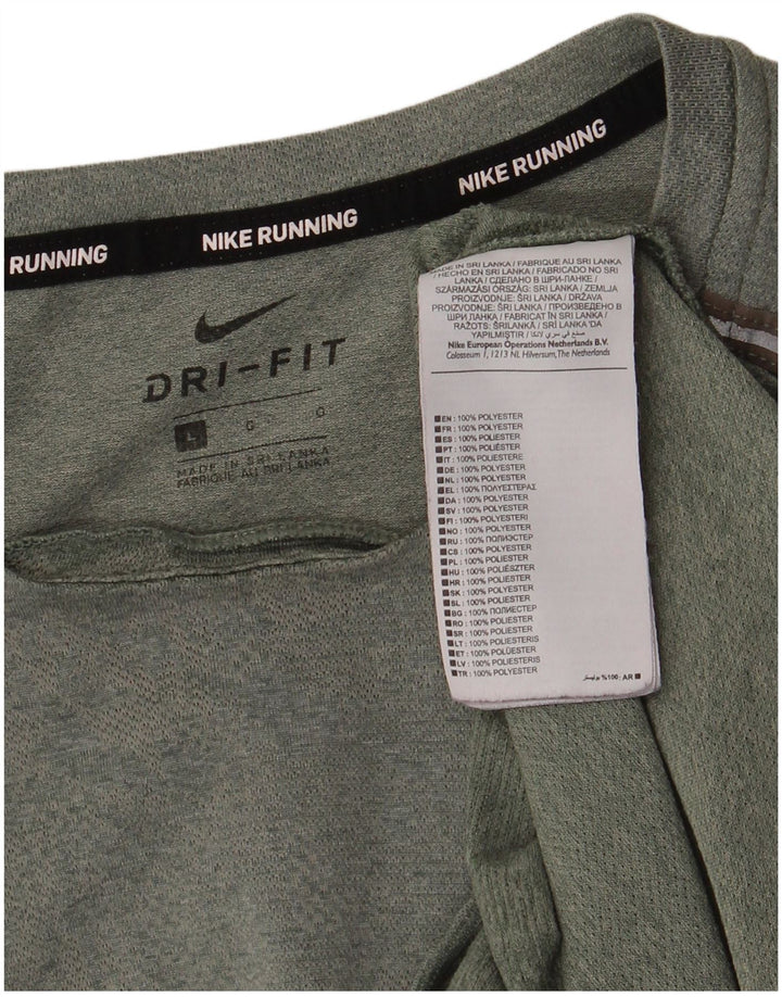 Nike Herre Dri Fit T-Shirt Top Stor Grøn Polyester