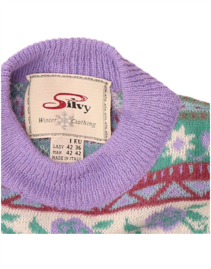 SILVY Dame sweater med rund hals IT 42 Medium Purple Fair Isle