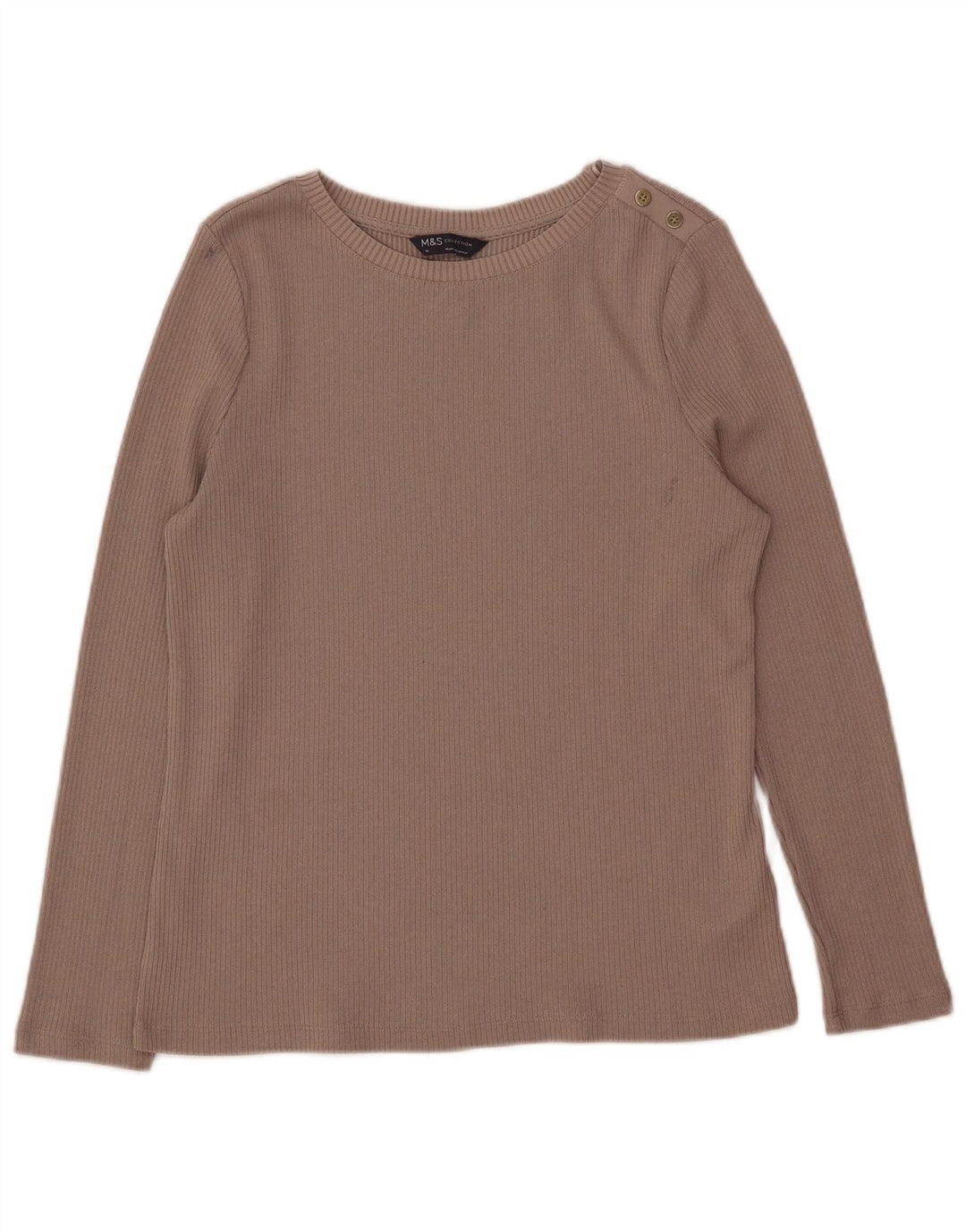 Marks & Spencer Dametop Langærmet UK 14 Medium Beige Polyester