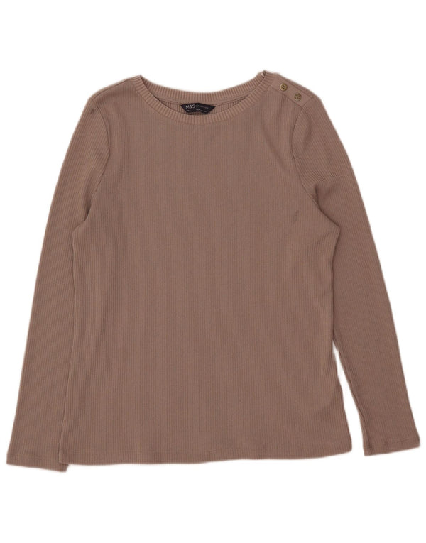 Marks & Spencer Dametop Langærmet UK 14 Medium Beige Polyester