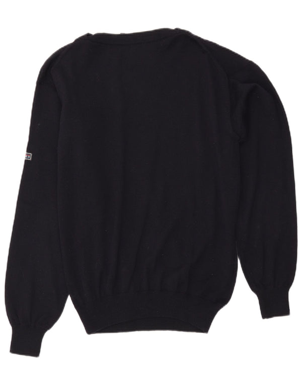 VINTAGE Herre Boat Neck Jumper Sweater Medium Navy Blue