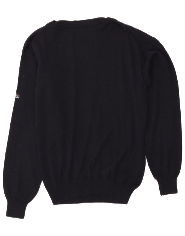 VINTAGE Herre Boat Neck Jumper Sweater Medium Navy Blue