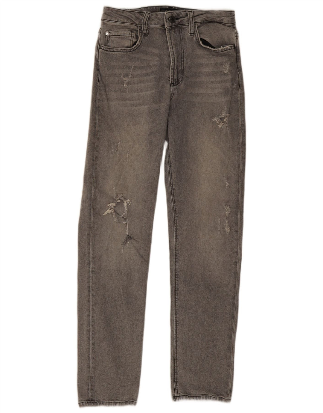 Guess Womens Distressed Straight Skinny Jeans W27 L28 Grey Polyester