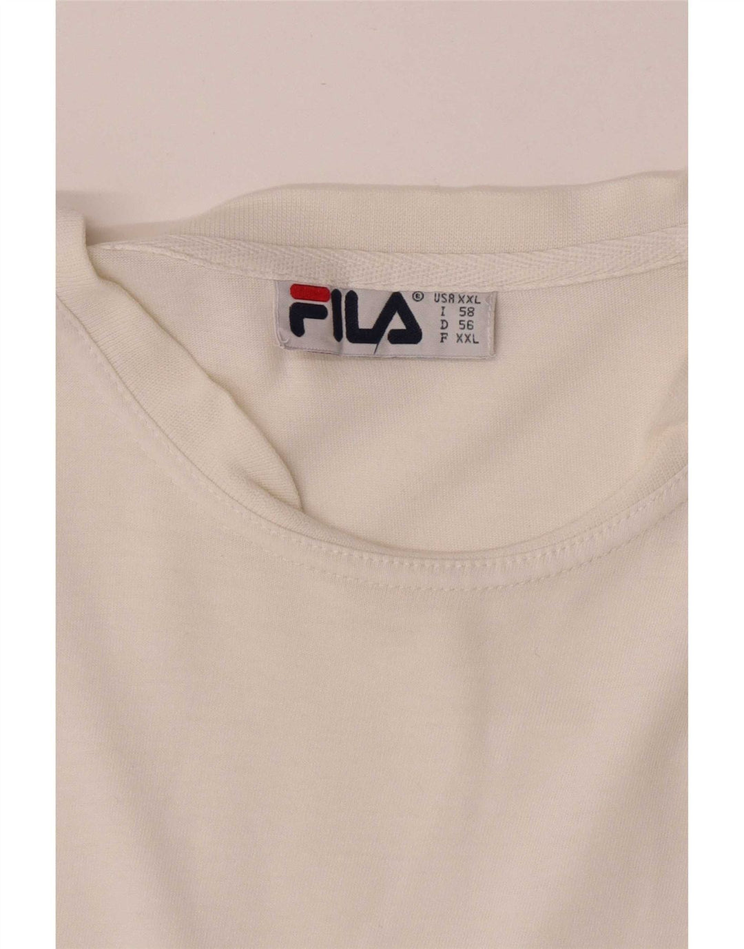 Fila Herre T-Shirt Top 2XL Hvid Bomuld