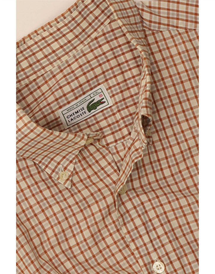 Lacoste kortærmet herreskjorte 2XL brun ternet