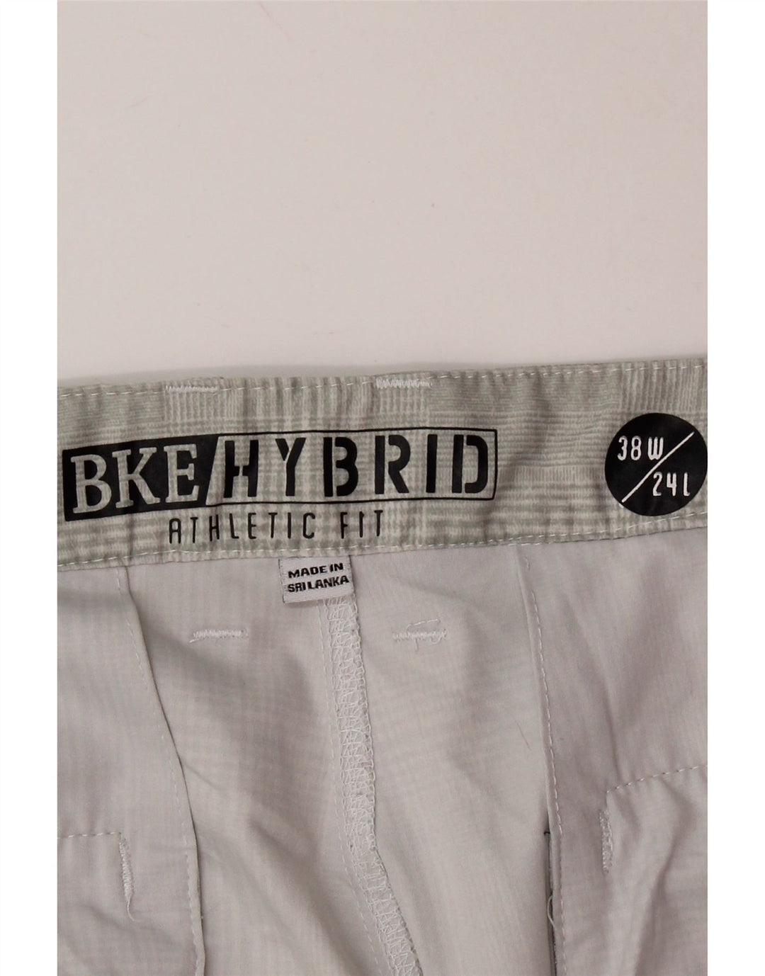 BKE Herre Athletic Fit Chino Shorts W38 XL Grå ternet