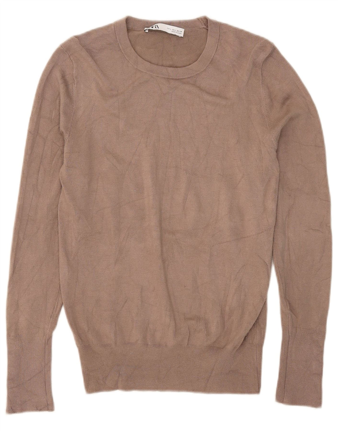 ZARA Dame sweater med rund hals DK 14 Stor Brun