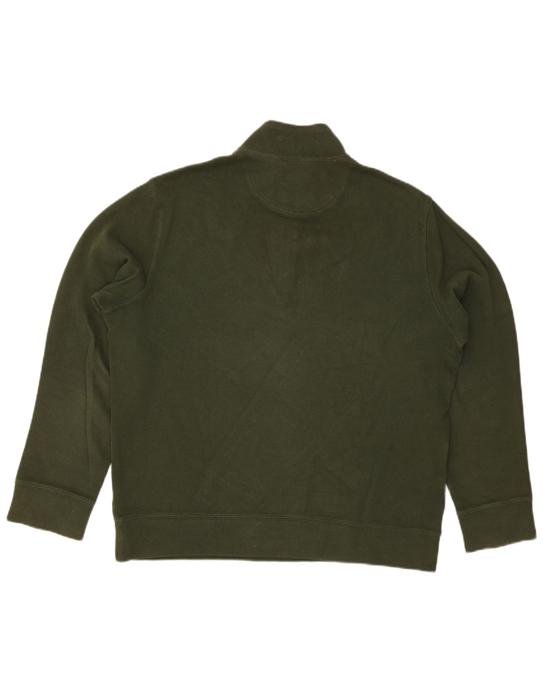 Lands End Herre Zip Neck Jumper Sweater Stor Grøn Bomuld