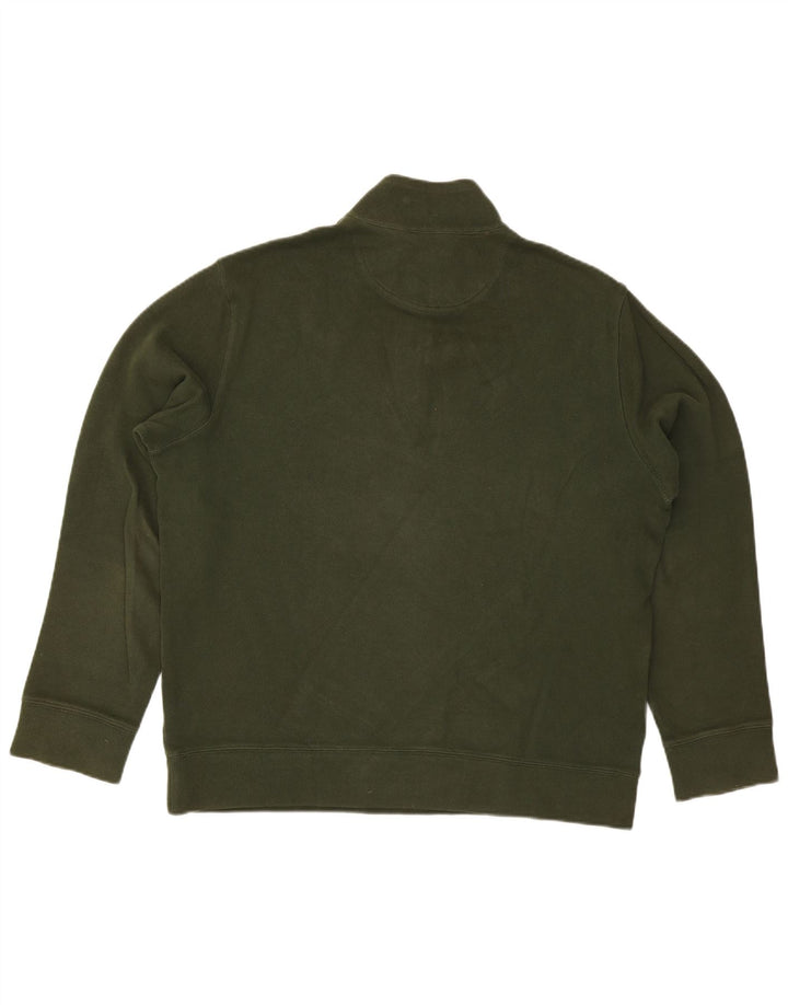 Lands End Herre Zip Neck Jumper Sweater Stor Grøn Bomuld