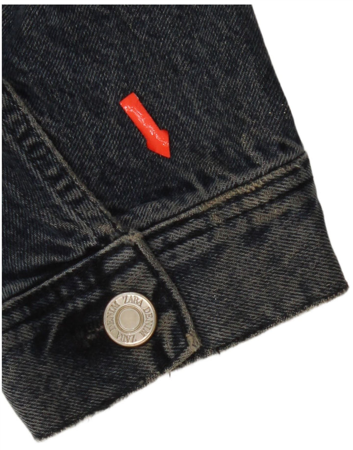 Zara Womens Crop Oversized denimjakke UK 14 Mellem marineblå bomuld