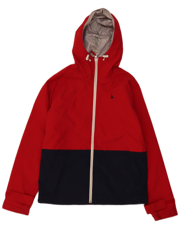 Jack Wills Mens Hooded Rain Jacket UK 36 Small Red Colourblock Nylon