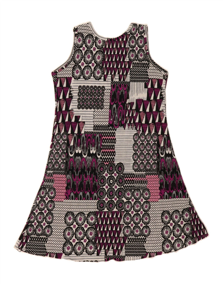 VINTAGE Womens Sleeveless A-Line Dress UK 14 Medium Purple Patchwork Vintage Vintage and Second-Hand Vintage from Messina Hembry 