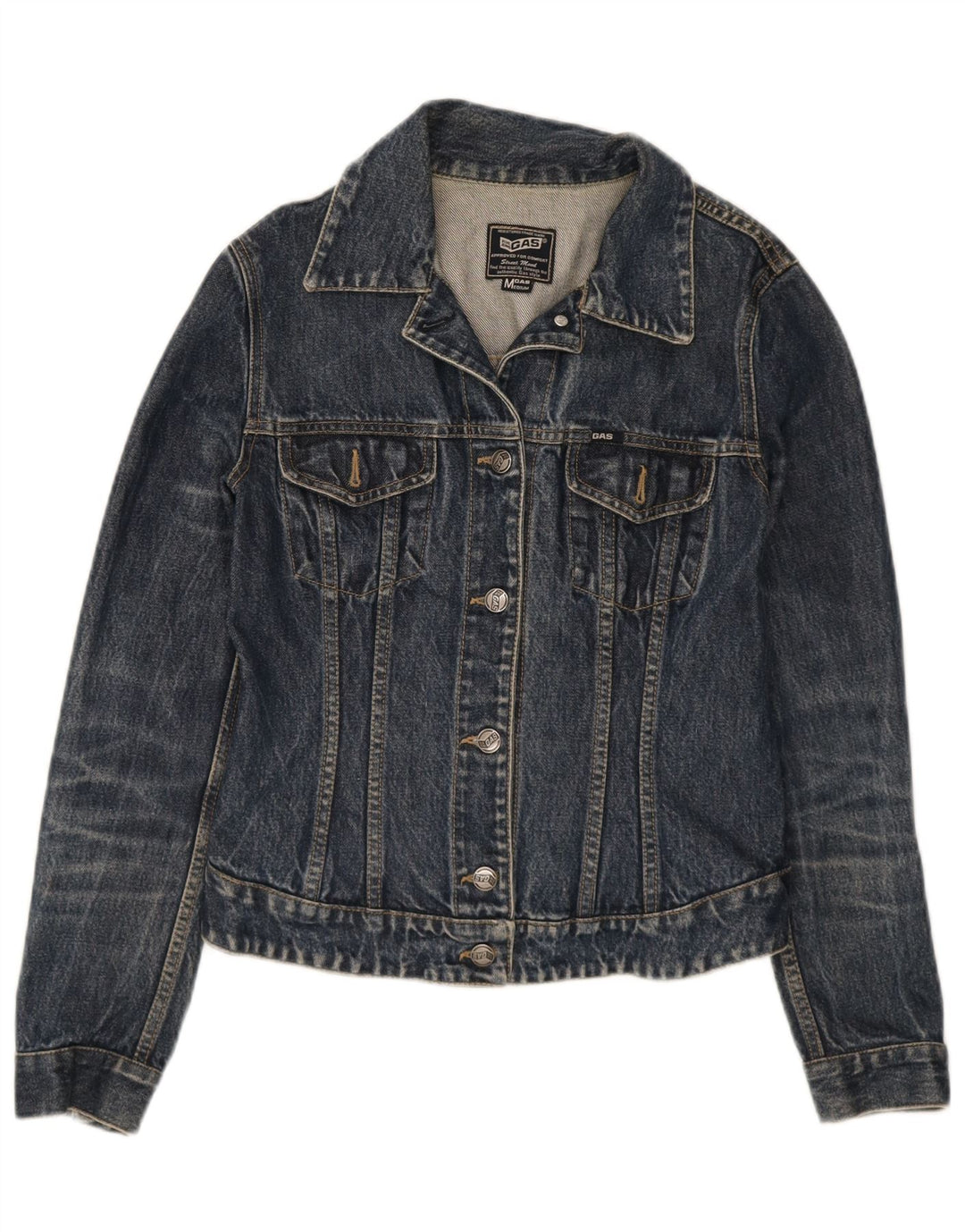Gas Dame Denim Jacket UK 12 Medium Navy Blue Bomuld