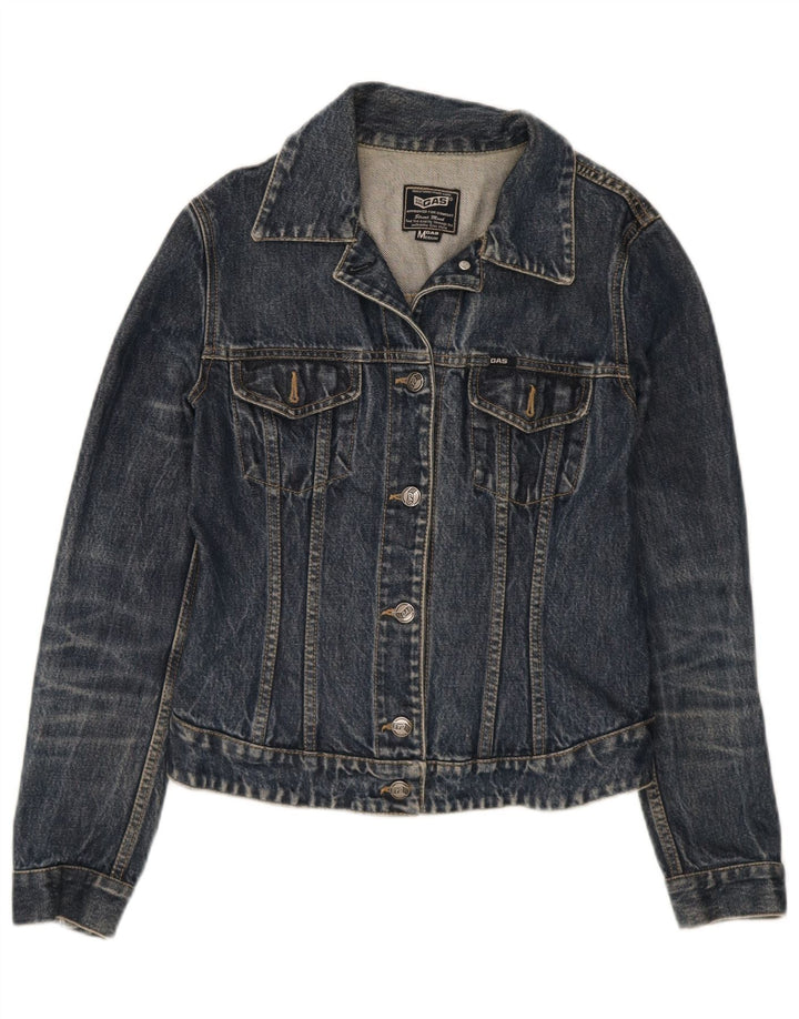 Gas Dame Denim Jacket UK 12 Medium Navy Blue Bomuld