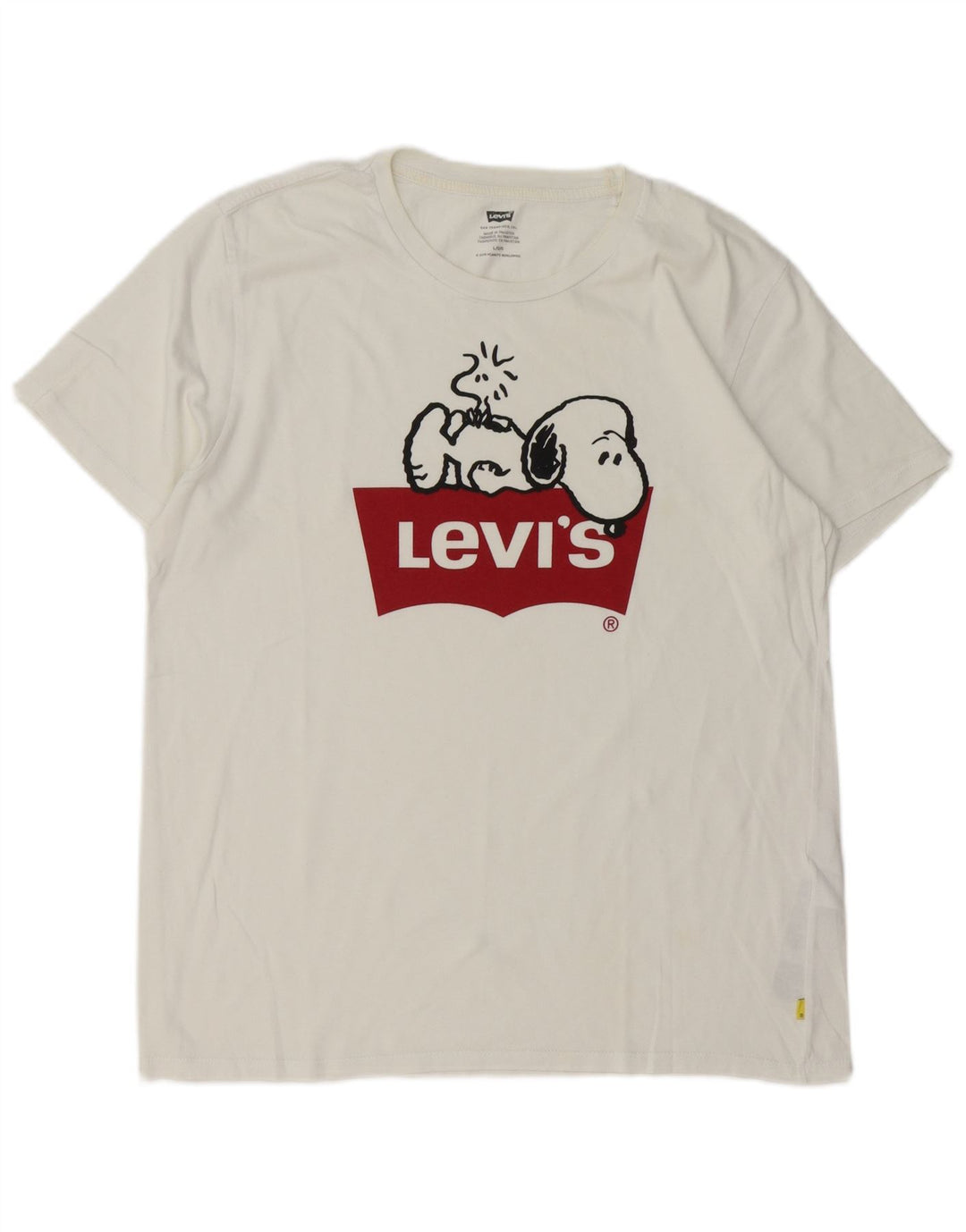 Levi's Herre Peanuts Grafisk T-shirt Top Stor hvid bomuld