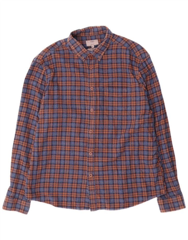 Marks & Spencer Herre almindelig flannelskjorte XL blå bomuld