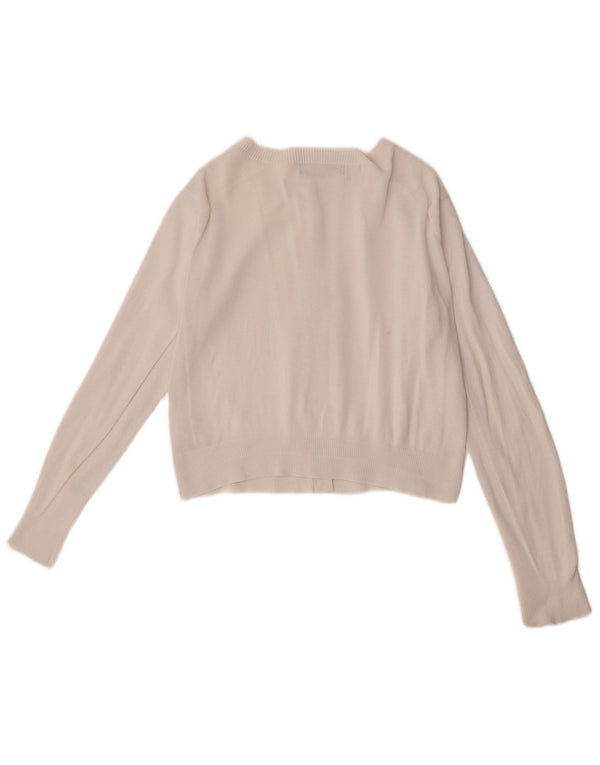Marks & Spencer Dame Crop Cardigan Sweater UK 10 Small White Bomuld