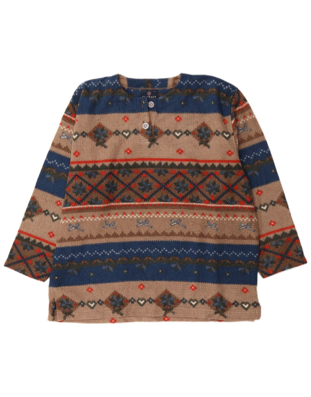 Vintage fleecetrøje til mænd Stor flerfarvet Fair Isle Polyester