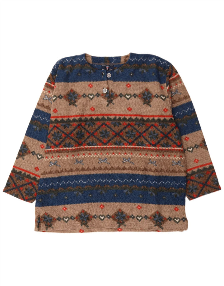 Vintage fleecetrøje til mænd Stor flerfarvet Fair Isle Polyester