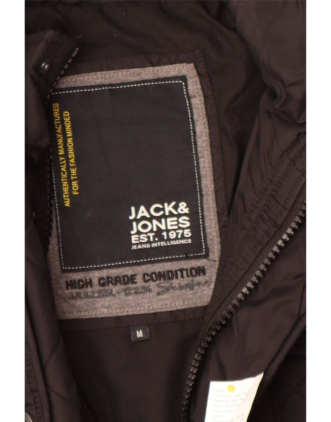 Jack & Jones Herre Militær Quiltet Jakke UK 38 Medium Sort Nylon
