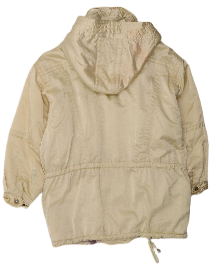 Vintage Dame Hætte Oversized Windbreaker Coat UK 14 Medium Gul Nylon