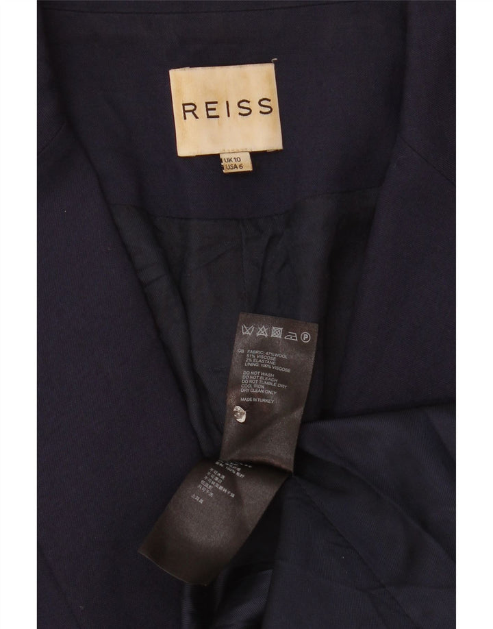 Reiss Dame 1 Knap Blazer Jacket UK 10 Small Navy Blue Viscose