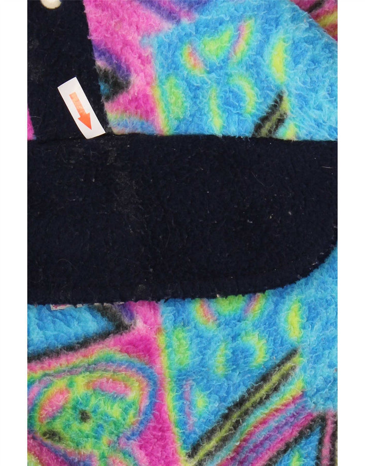Vintage Herre Anorak Fleece Jumper Stor Flerfarvet Geometrisk Polyamid