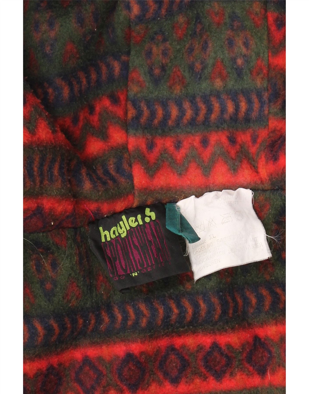 VINTAGE Herre grafisk hætte vindjakke UK 42 XL Grøn polyamid