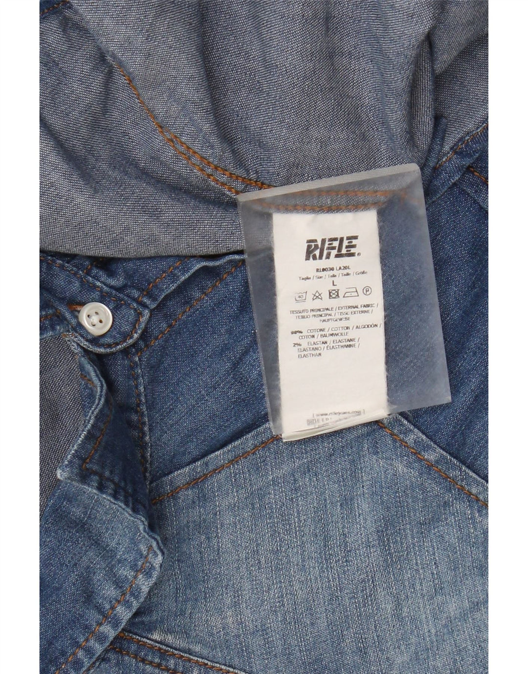 Rifle Herre Denim Skjorte Stor Blå Bomuld