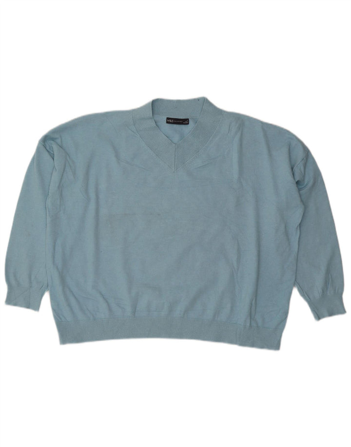 Marks & Spencer Dame Oversized V-hals sweater UK 18 XL Blå