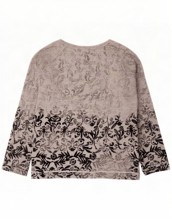 Zara Dame Trafaluc Sweatshirt Jumper UK 14 Medium Grey Floral Cotton
