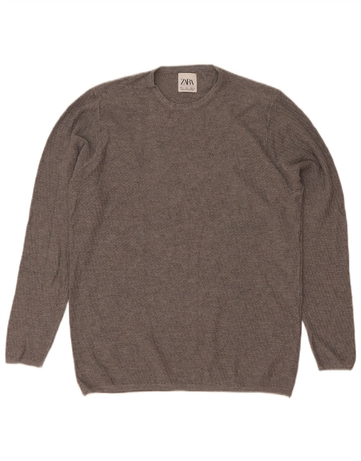 Zara Herre sweater med rund hals, lille grå