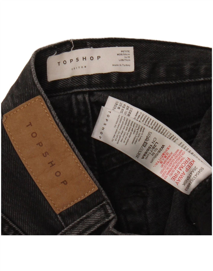 Topshop Petite Cropped Jeans til kvinder W26 L23 Sort bomuld