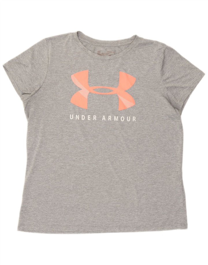 Under Armour Grafisk T-shirt top til kvinder UK 18 XL Grå Flecked Polyester